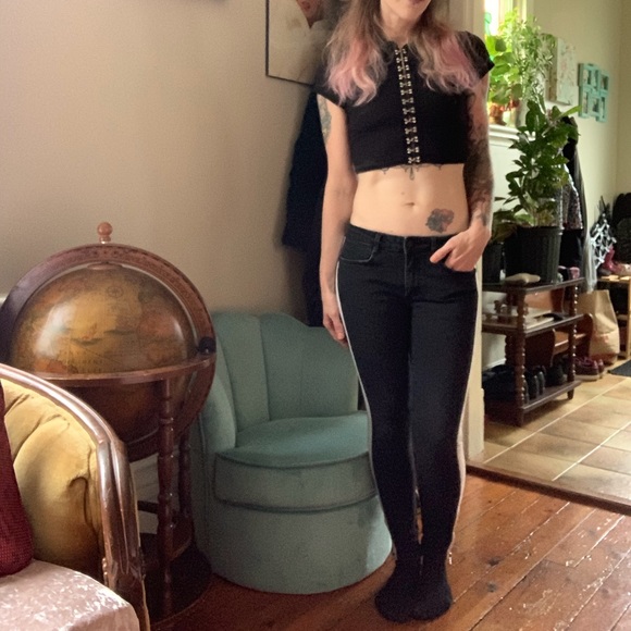 Zara Black with White Stripes and Zippers (@ ankles) - Picture 3 of 7